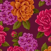 Andover Fabrics - Moonlight Roses, Large Roses, Maroon || SOLD BY THE HALF YARD