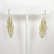 14K 4 petal dangling earrings, 1.25" L