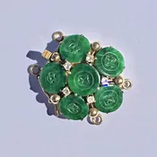 14k Gold , Carved Jade & Diamond Chinese Necklace or Bracelet Jewelry Clasp