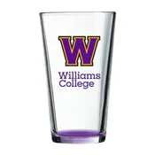 16 oz. Pint glass with purple bottom, and W & Williams College.