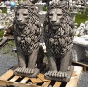 48'' lion pair Oldstone,Amber & Bronze