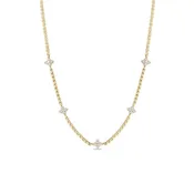 14k 5 Prong Diamond Quad Station Box Chain Necklace