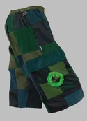 Classic Cargo Patchwork Shorts with Mayan Serpent embroidery