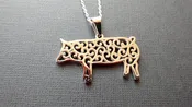 Filigree Pig Pendant with Box Chain