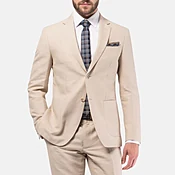 Beige Notch Lapel Mens Three Piece Suit