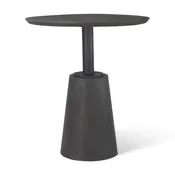 32" Round Black-Brown Wood Tabletop & Base w/ Black Metal Accent Pedestal Bistro Table