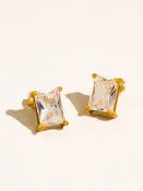 Avenn 18K Gold Non-Tarnish Round CZ Flat Back Earrings