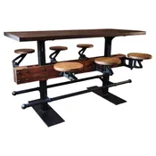 The Original Swing-Out Seat Table – Bar Height with Pine Top - Vintage Industrial by Get Back, Inc
