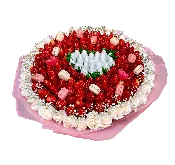 “Love” – Fruit Arrangement with Chocolate Strawberries and Roses