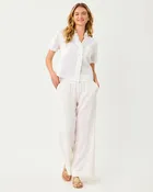 31" Mirabella High Rise Linen Palazzo Pant - Resort White