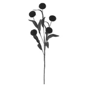 13 Inch Black 5 Ball Pompom Pick w/Black Eva Leaves