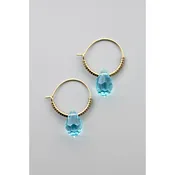 Aqua Glass & Hematite Hoop Earrings