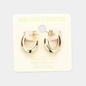 14K Gold Dipped Metal Oval Hoop Earrings