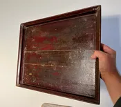Antique Chinese Tea Tray. Painted Lacquer.
