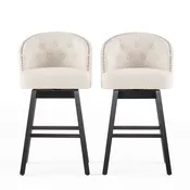 360 Degree Swivel Bar Stool With Stunning Nailhead Trim (Set of 2)