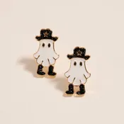 Cowboy Halloween Ghost Earrings with Hat and Boots