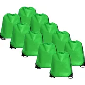 10 Drawstring Tote Bags - Lime Green