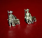 Pair Vintage 1" Tall S.A.G. Silverplate Ornamental Cufflinks - Hunter & Dog