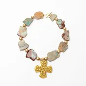 18" Aqua Terra Jasper with Kristin Cross Necklace