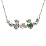 2 Stone Shamrock Mother's Pendant | Celtic Birthstone Pendant - MP2S
