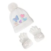 Butterfly Appliqué Hat and Gloves Set