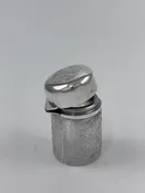 Antique, Victorian English Cut Glass Perfume Bottle with hinged Sterling Cover by Henry Charles Freemam, Chester, 1886 "SMG"