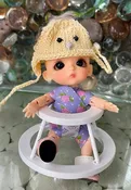 Miniature White Wood Baby Walker (For 3.5-5″ Dolls/Lati White/Etc)