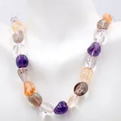 14K Multi-Colored Quartz Necklace - Elegant Gemstone Jewelry