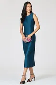 ALBA TEAL MIKADO COLUMN DRESS - FINAL SALE