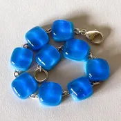 Belfast Blue Fused Dichroic Glass Bracelet | Handmade Maine Jewelry — WindHorse Arts