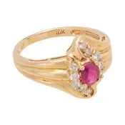 10k Gold Diamond and Ruby Ring
