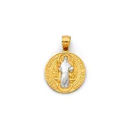 14K Two-Tone Gold Saint Benedict Medallion Protection Pendant