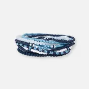 Game Day Color Block Beaded 10 Strand Stretch Bracelets Navy and Light Blue