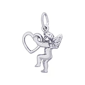 Angel with Heart Sterling Silver Charm