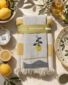 Lemon Hand-Stitched  Tea Towel Set