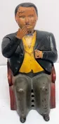 Cast Iron Tammany C.I. Mechanical Bank Antique Americana Toy, Yellow Vest — Sir Richards Antiques & Fine Art Center ~ Est. 1971