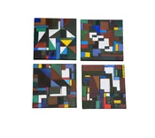 #112 Abstract Mixed Media Acrylic set of four panels Titled Bojagi  By YJR