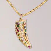 Cubic Zirconia Horn Chain Necklace