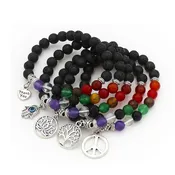 8mm Lava Chakra Charm  Healing Bracelets