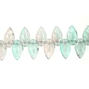 10 mm by 6 mm top-drilled teal vintage glass leaves