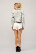 ACID WASHED RHINESTONE DENIM JACKET