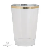 12 oz Clear Plastic with Gold Rim Cups
