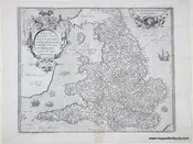 1579 - England and Wales - Angliae Regni Florentissimi Nova Descriptio Auctore Humfredo Lhuyd Denbygiense - Antique Map