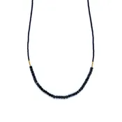 Black Seed with Black Spinel and Gold Vermeil Beads Necklace by Debbie Fisher