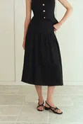 Atticus Linen Midi Skirt - Black