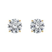 14K IGI Certified 4.10ct Each Solitaire Round Diamond Stud Earrings 8.20ctw