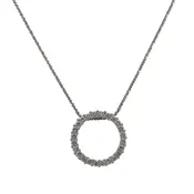 14K White Gold 2.25ct Diamond Circle Pendant and Chain - VHK#881