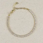 18k Gold Filled 3mm Baguette Cut CZ Tennis Bracelet
