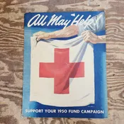 1950 Korean War All May Help! Red Cross War Fund Poster Original
