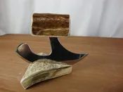 Alaska Legend Ulu Utility Knife Cutting Tool with Antler Dark Brown Rectangle Handle with Cream Triangle Base